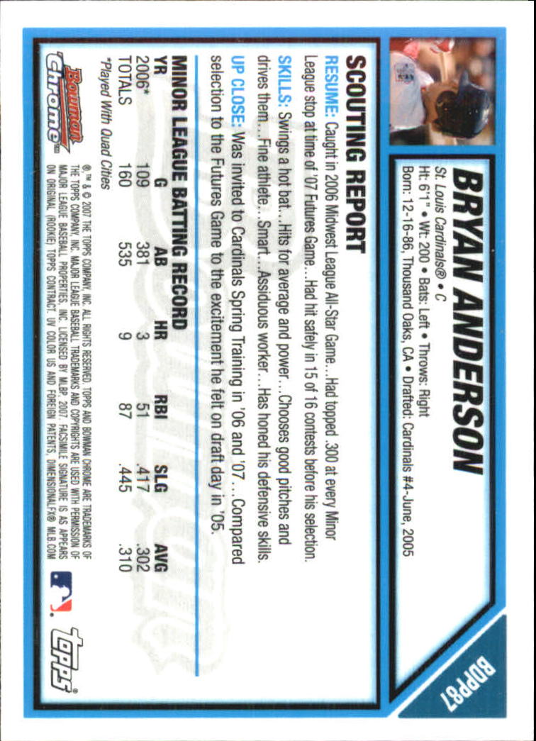 2007 Bowman Chrome Draft Baseball - Picture 286 of 360