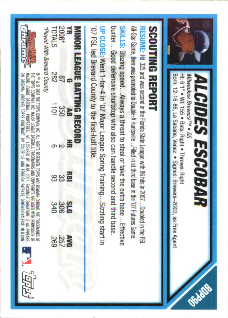 2007 Bowman Chrome Draft Baseball - Picture 292 of 360