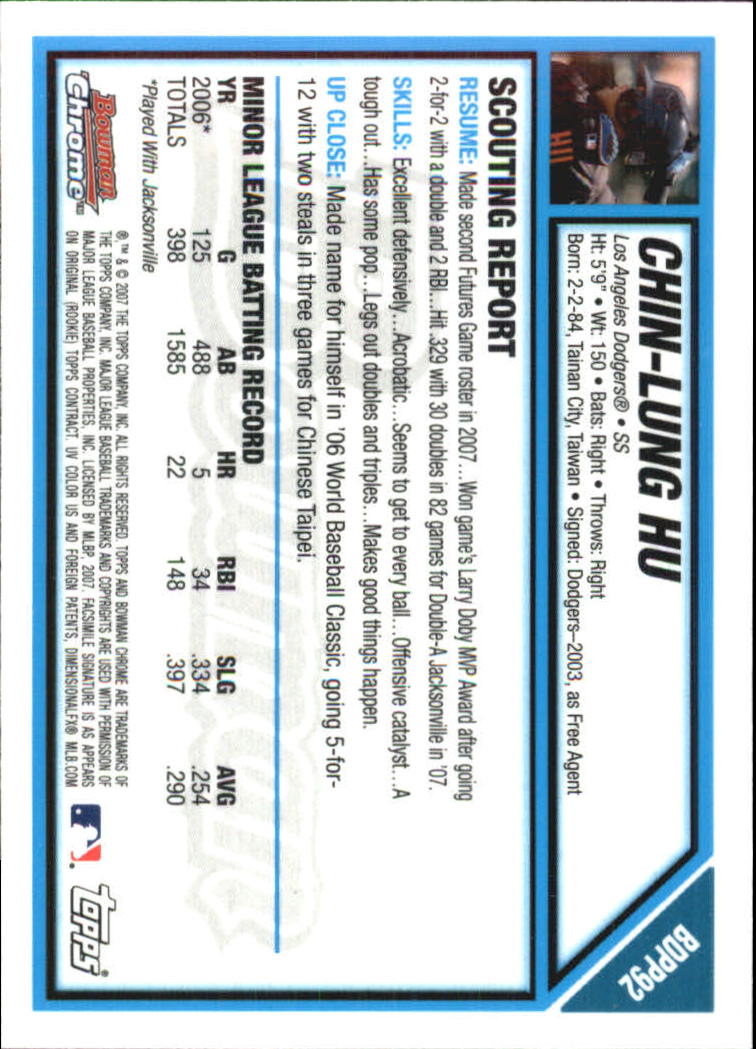 2007 Bowman Chrome Draft Baseball - Picture 296 of 360