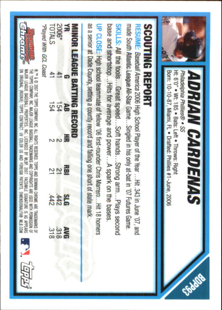 2007 Bowman Chrome Draft Baseball - Picture 298 of 360