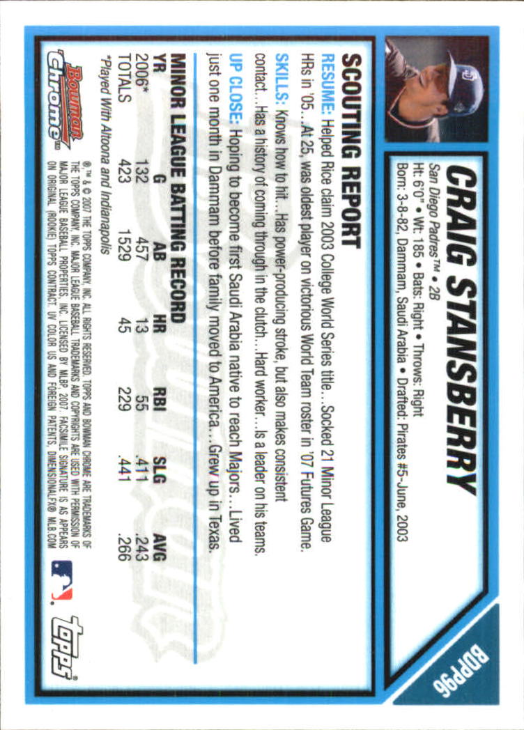 2007 Bowman Chrome Draft Baseball - Picture 304 of 360