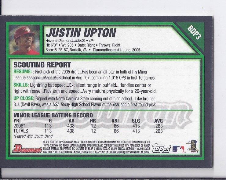 2007 Bowman Draft Baseball Part 2 Main Set (Paper) Parallel Cards - Picture 204 of 273