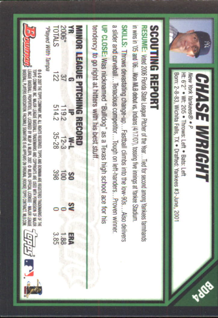 2007 Bowman Draft Baseball Part 2 Main Set (Paper) Parallel Cards - Picture 206 of 273