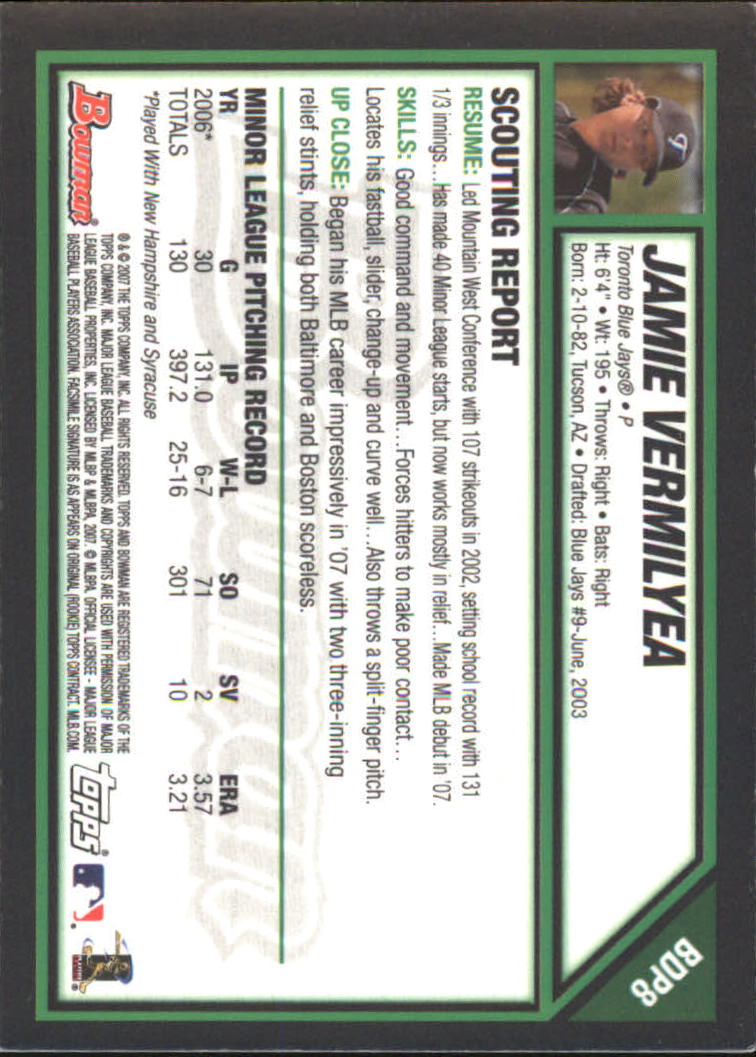 2007 Bowman Draft Baseball Part 2 Main Set (Paper) Parallel Cards - Picture 214 of 273