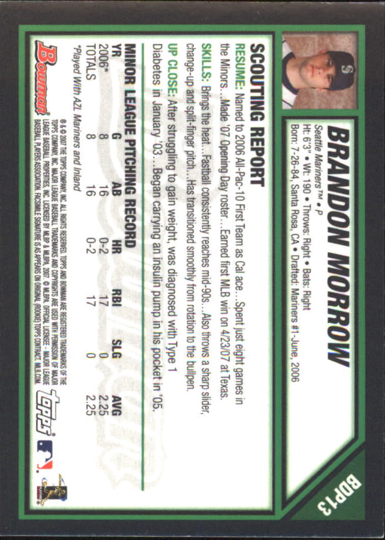 2007 Bowman Draft Baseball Part 2 Main Set (Paper) Parallel Cards - Picture 222 of 273