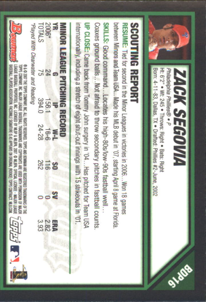 2007 Bowman Draft Baseball Part 2 Main Set (Paper) Parallel Cards - Picture 226 of 273