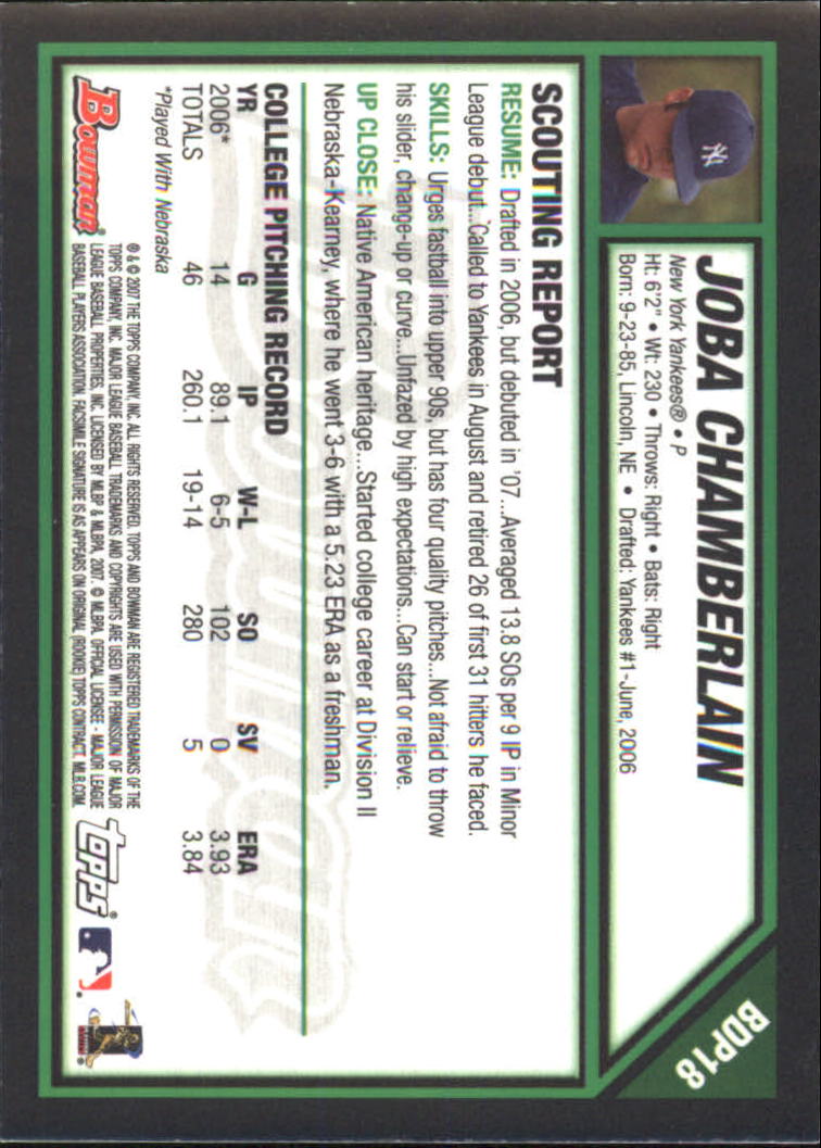 2007 Bowman Draft Baseball Part 2 Main Set (Paper) Parallel Cards - Picture 230 of 273