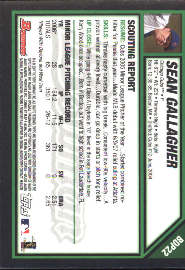 2007 Bowman Draft Baseball Part 2 Main Set (Paper) Parallel Cards - Picture 238 of 273