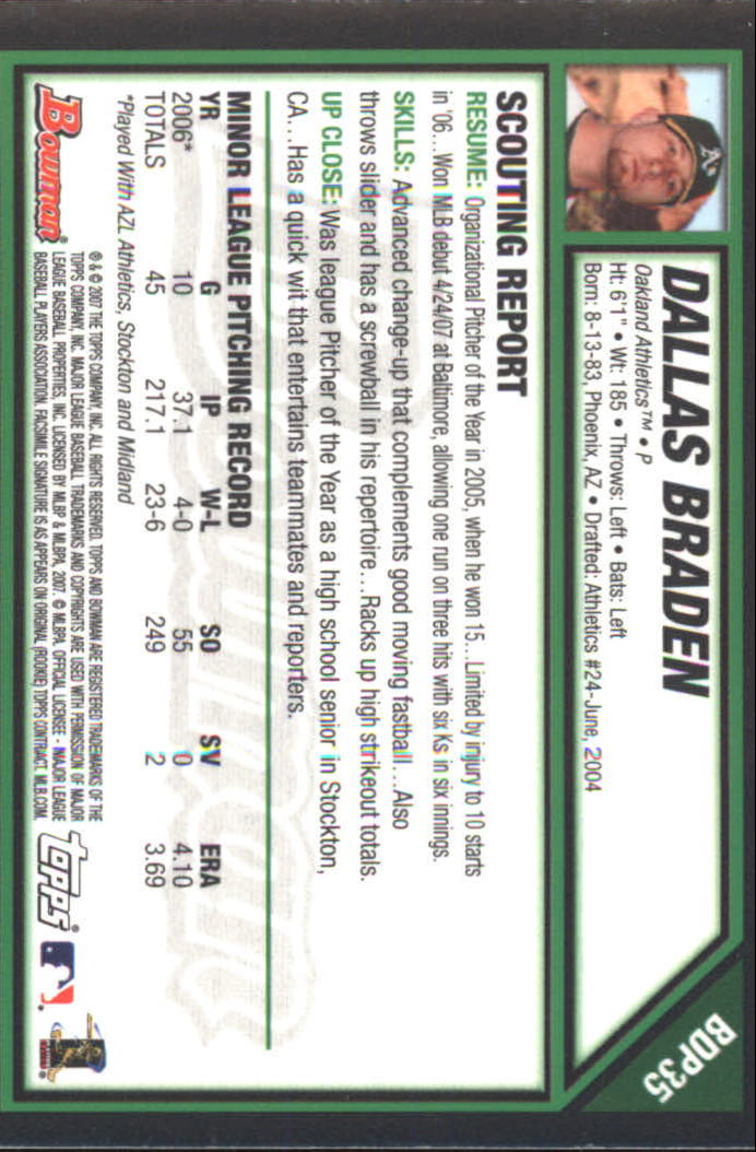 2007 Bowman Draft Baseball Part 2 Main Set (Paper) Parallel Cards - Picture 252 of 273