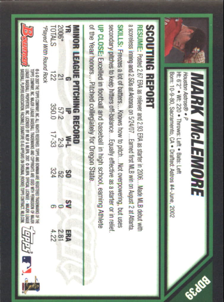 2007 Bowman Draft Baseball Part 2 Main Set (Paper) Parallel Cards - Picture 258 of 273