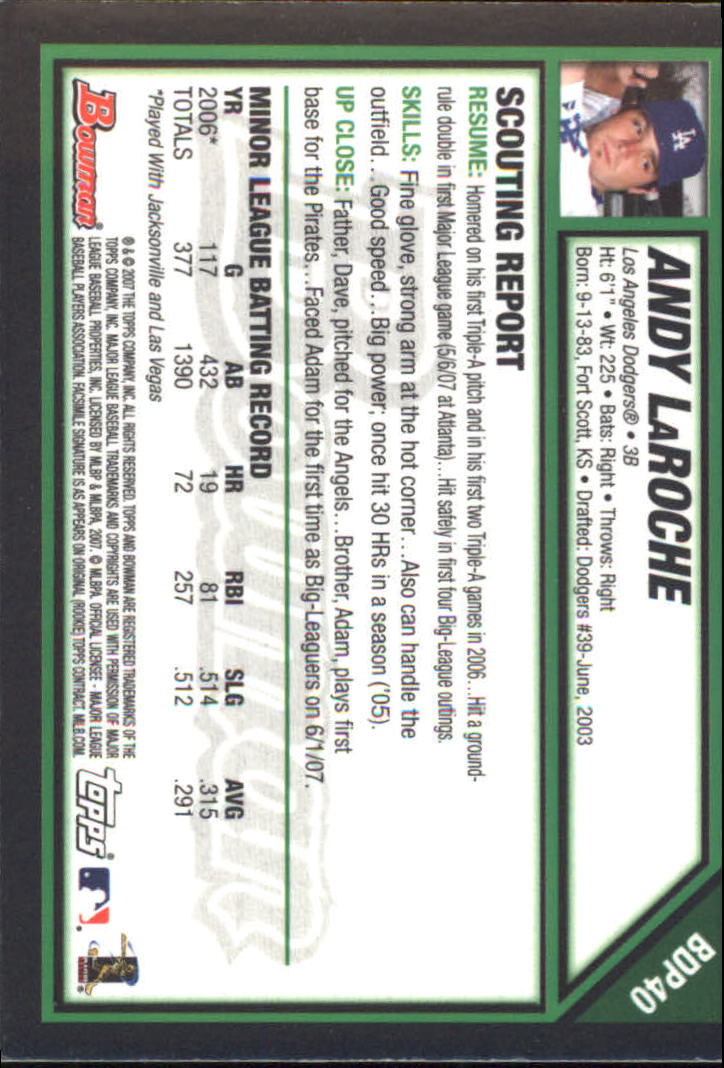 2007 Bowman Draft Baseball Part 2 Main Set (Paper) Parallel Cards - Picture 260 of 273