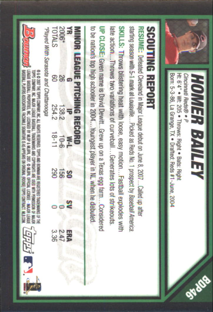 2007 Bowman Draft Baseball Part 2 Main Set (Paper) Parallel Cards - Picture 268 of 273