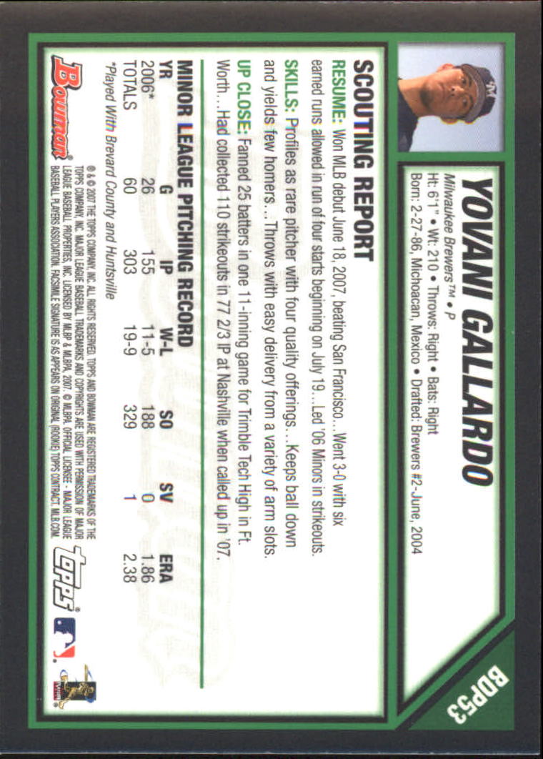 2007 Bowman Draft Baseball Part 2 Main Set (Paper) Parallel Cards - Picture 272 of 273