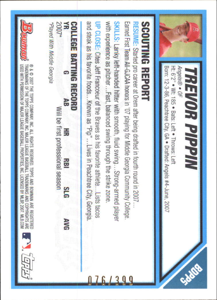 2007 Bowman Draft Baseball Part 2 Main Set (Paper) Parallel Cards - Picture 7 of 273