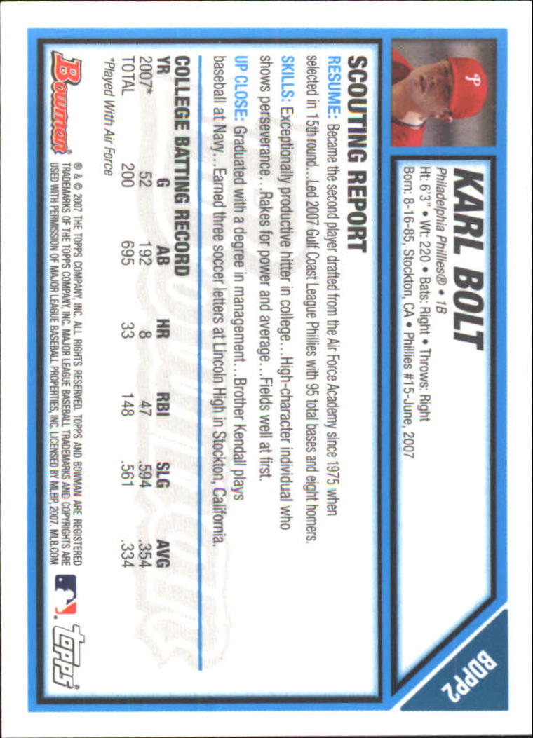 2007 Bowman Draft Baseball Part 2 Main Set (Paper) Parallel Cards - Picture 15 of 273