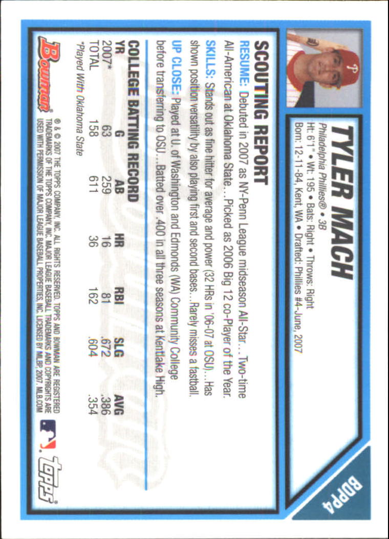 2007 Bowman Draft Baseball Part 2 Main Set (Paper) Parallel Cards - Picture 18 of 273