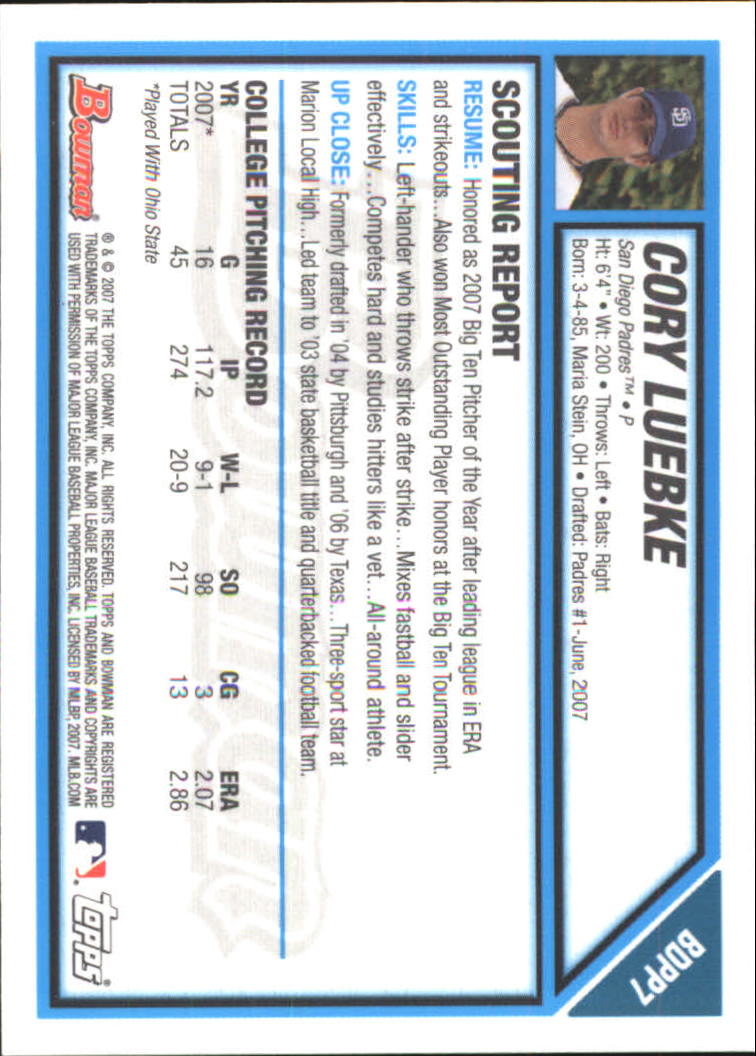 2007 Bowman Draft Baseball Part 2 Main Set (Paper) Parallel Cards - Picture 24 of 273