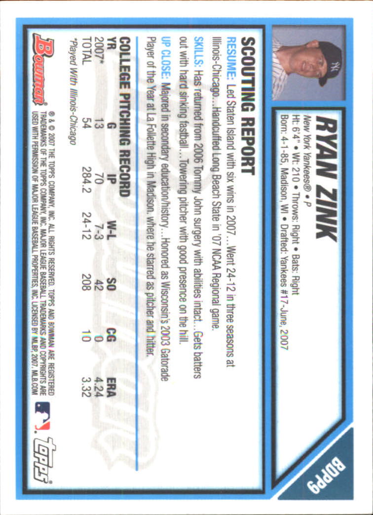 2007 Bowman Draft Baseball Part 2 Main Set (Paper) Parallel Cards - Picture 28 of 273