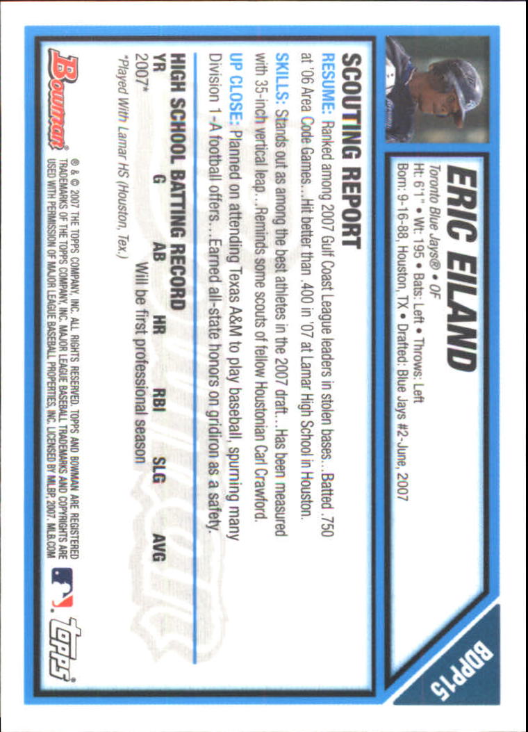 2007 Bowman Draft Baseball Part 2 Main Set (Paper) Parallel Cards - Picture 38 of 273