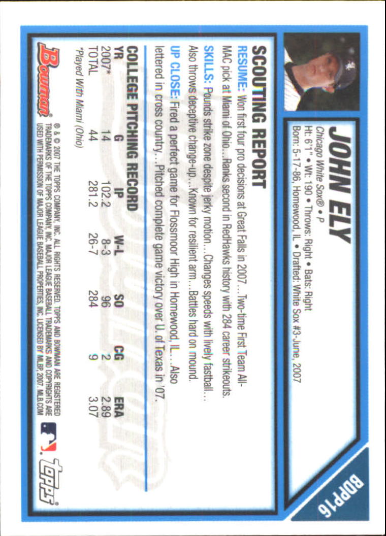 2007 Bowman Draft Baseball Part 2 Main Set (Paper) Parallel Cards - Picture 40 of 273