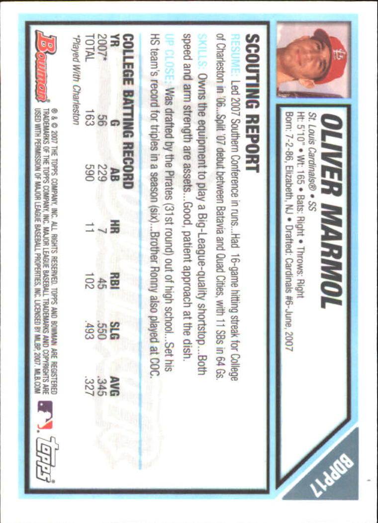 2007 Bowman Draft Baseball Part 2 Main Set (Paper) Parallel Cards - Picture 42 of 273