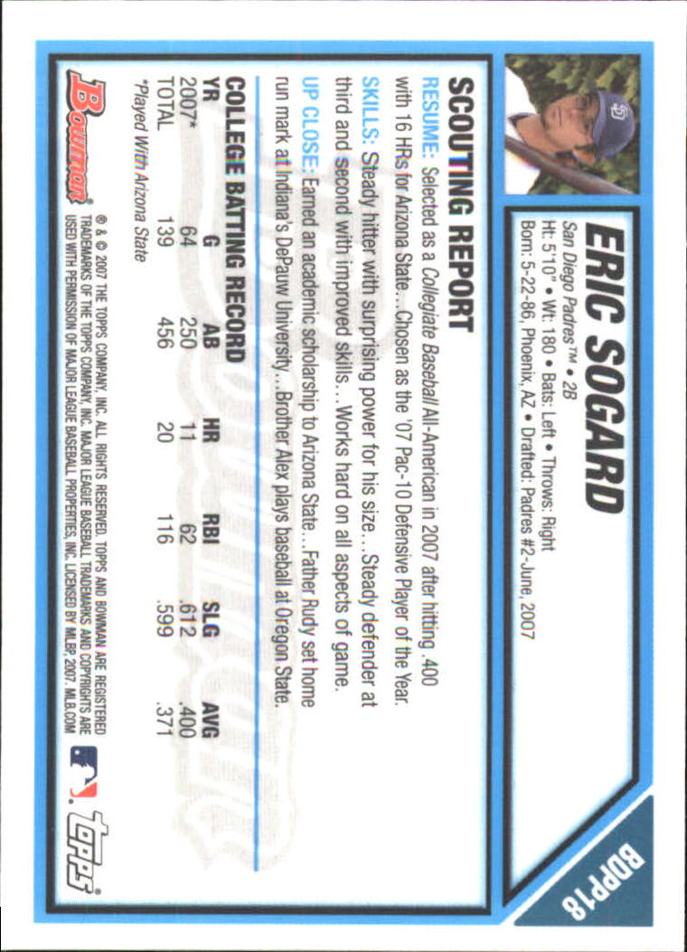 2007 Bowman Draft Baseball Part 2 Main Set (Paper) Parallel Cards - Picture 44 of 273