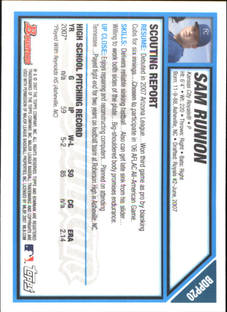 2007 Bowman Draft Baseball Part 2 Main Set (Paper) Parallel Cards - Picture 48 of 273
