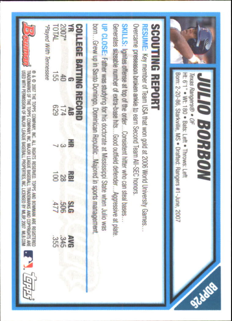 2007 Bowman Draft Baseball Part 2 Main Set (Paper) Parallel Cards - Picture 56 of 273