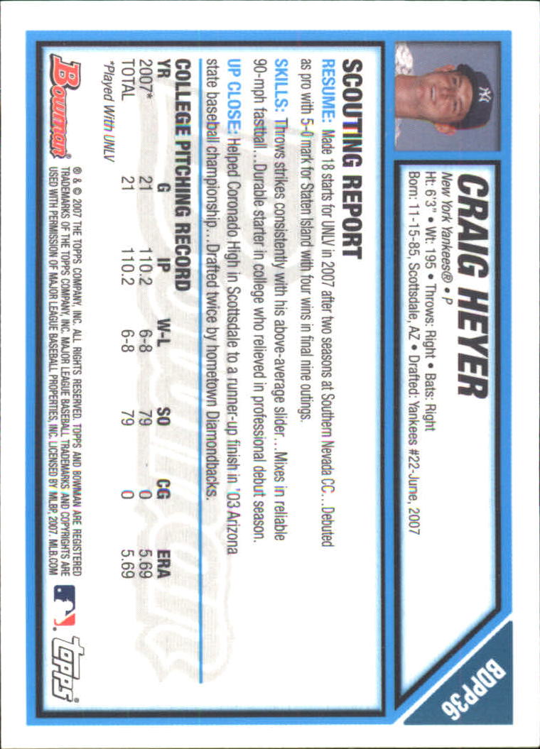 2007 Bowman Draft Baseball Part 2 Main Set (Paper) Parallel Cards - Picture 74 of 273