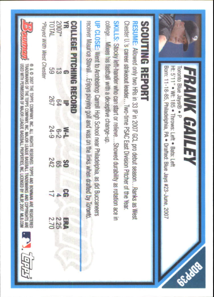 2007 Bowman Draft Baseball Part 2 Main Set (Paper) Parallel Cards - Picture 77 of 273