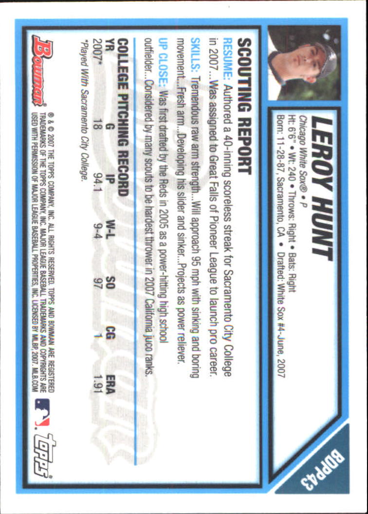 2007 Bowman Draft Baseball Part 2 Main Set (Paper) Parallel Cards - Picture 85 of 273