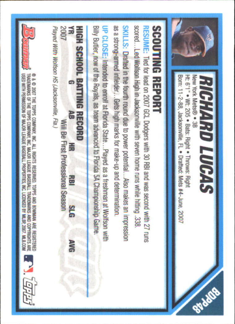 2007 Bowman Draft Baseball Part 2 Main Set (Paper) Parallel Cards - Picture 95 of 273
