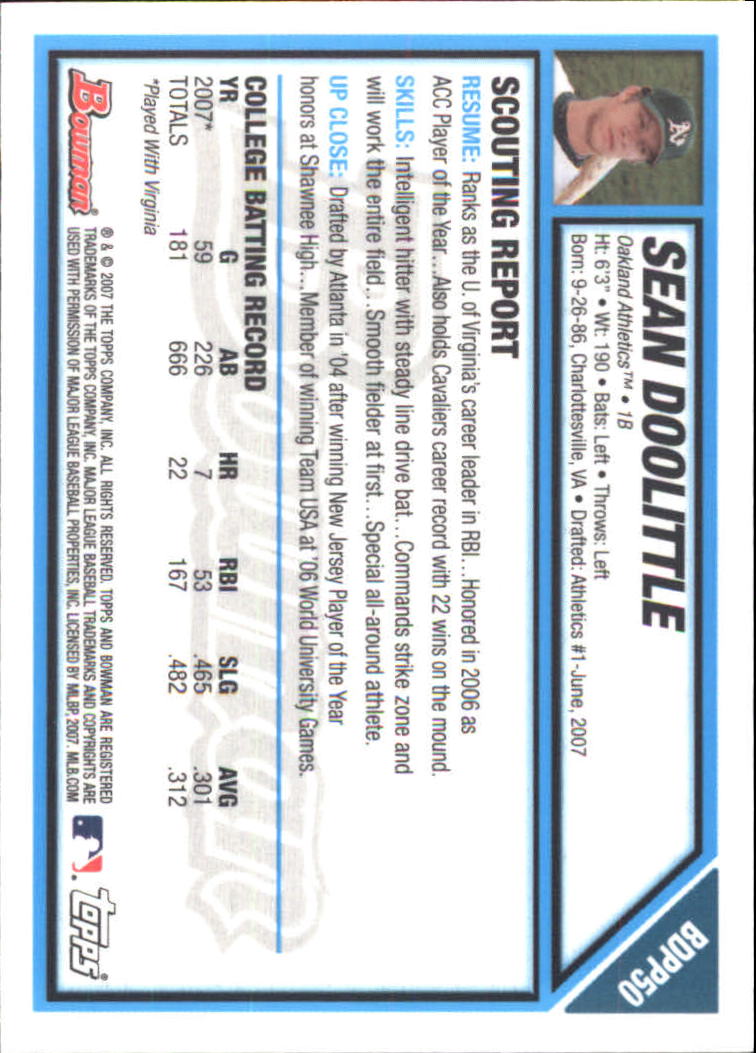 2007 Bowman Draft Baseball Part 2 Main Set (Paper) Parallel Cards - Picture 97 of 273