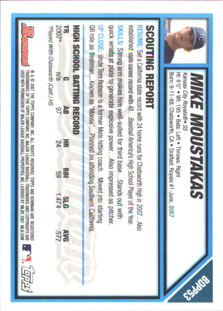 2007 Bowman Draft Baseball Part 2 Main Set (Paper) Parallel Cards - Picture 101 of 273