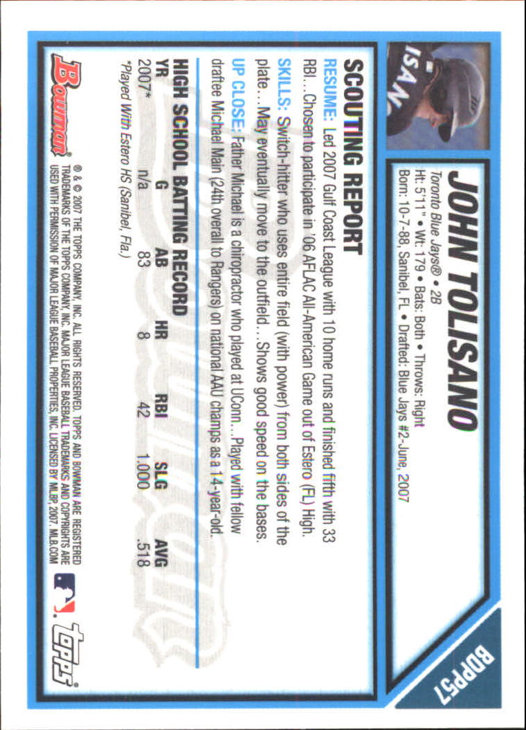 2007 Bowman Draft Baseball Part 2 Main Set (Paper) Parallel Cards - Picture 105 of 273