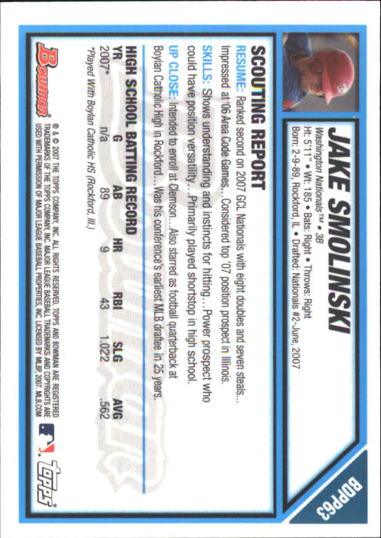2007 Bowman Draft Baseball Part 2 Main Set (Paper) Parallel Cards - Picture 115 of 273