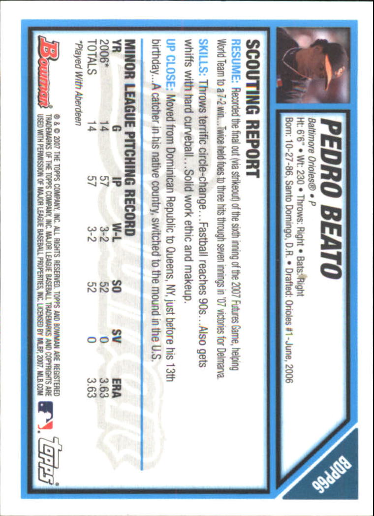 2007 Bowman Draft Baseball Part 2 Main Set (Paper) Parallel Cards - Picture 124 of 273