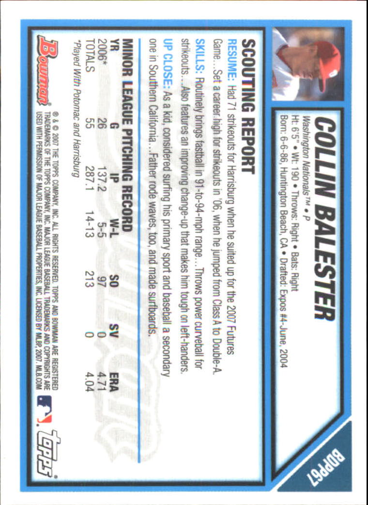 2007 Bowman Draft Baseball Part 2 Main Set (Paper) Parallel Cards - Picture 126 of 273