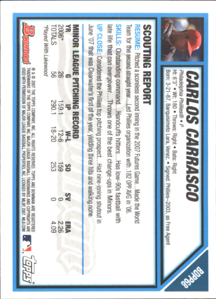 2007 Bowman Draft Baseball Part 2 Main Set (Paper) Parallel Cards - Picture 128 of 273