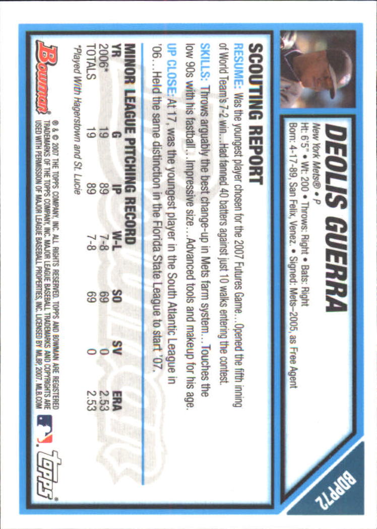 2007 Bowman Draft Baseball Part 2 Main Set (Paper) Parallel Cards - Picture 132 of 273