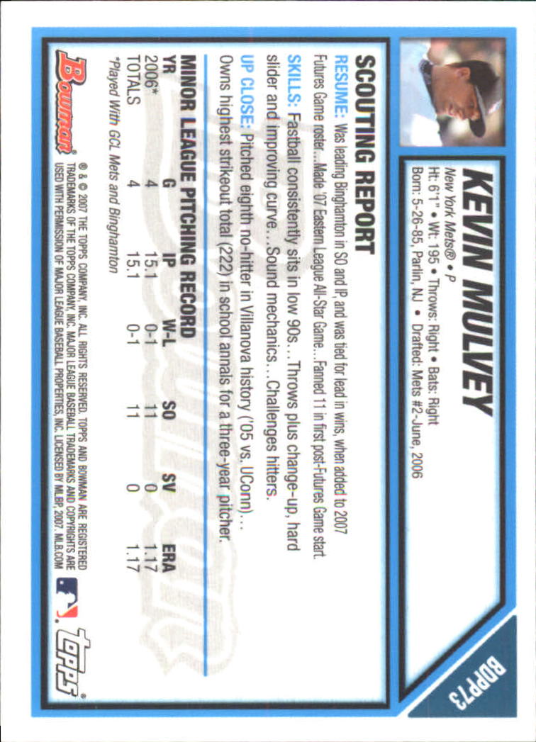 2007 Bowman Draft Baseball Part 2 Main Set (Paper) Parallel Cards - Picture 134 of 273