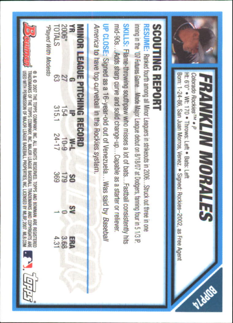 2007 Bowman Draft Baseball Part 2 Main Set (Paper) Parallel Cards - Picture 136 of 273