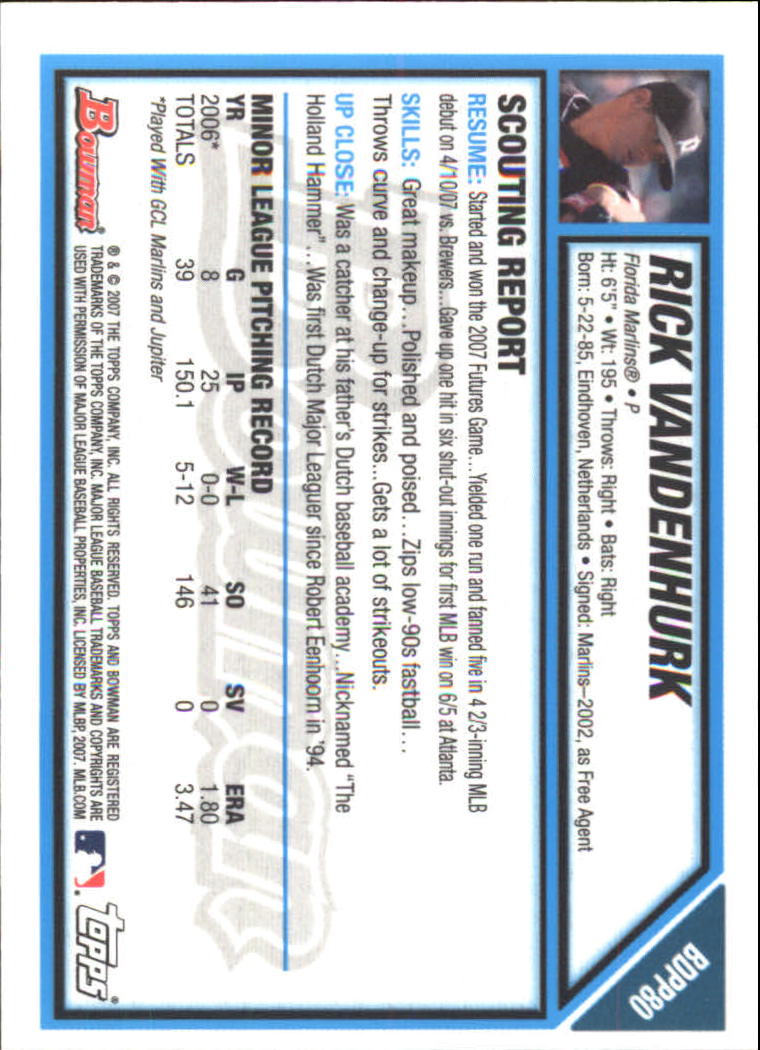 2007 Bowman Draft Baseball Part 2 Main Set (Paper) Parallel Cards - Picture 145 of 273