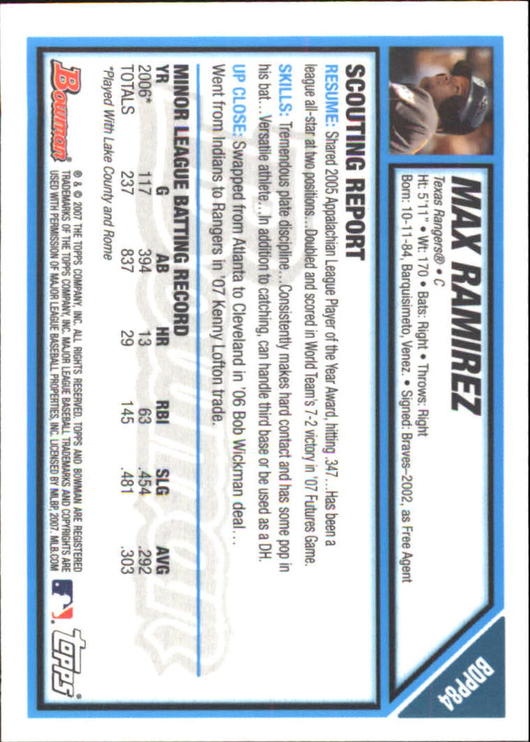 2007 Bowman Draft Baseball Part 2 Main Set (Paper) Parallel Cards - Picture 153 of 273