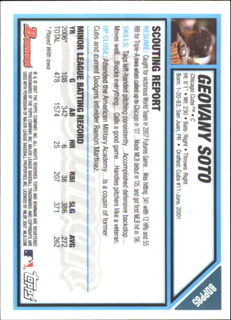 2007 Bowman Draft Baseball Part 2 Main Set (Paper) Parallel Cards - Picture 155 of 273