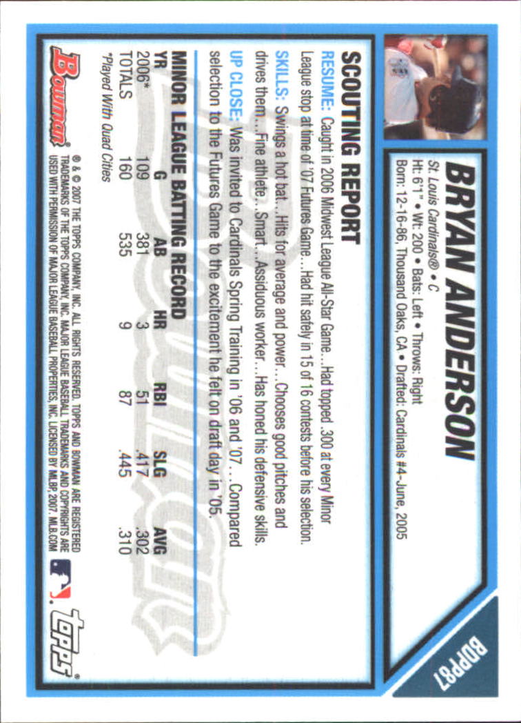 2007 Bowman Draft Baseball Part 2 Main Set (Paper) Parallel Cards - Picture 159 of 273