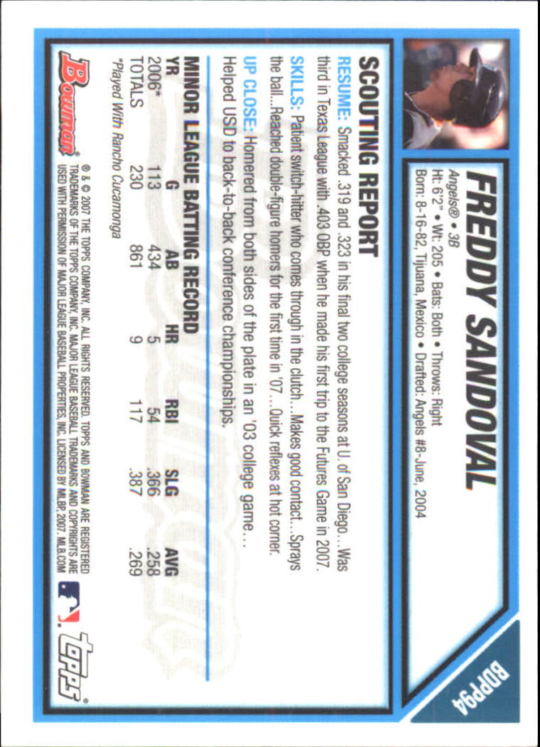2007 Bowman Draft Baseball Part 2 Main Set (Paper) Parallel Cards - Picture 173 of 273