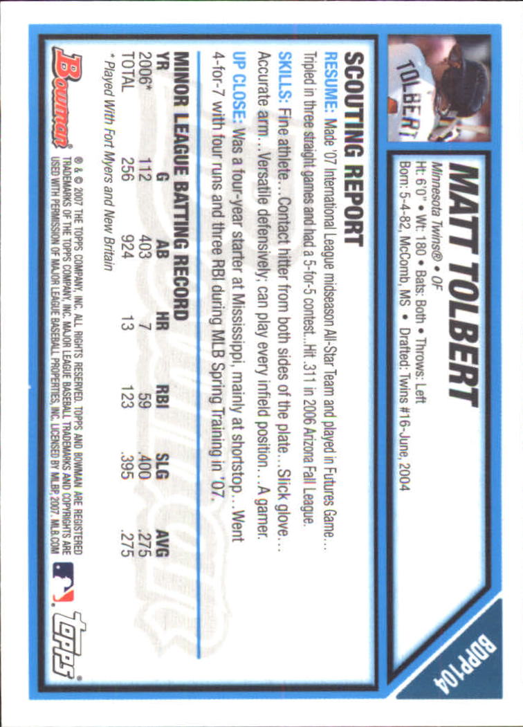 2007 Bowman Draft Baseball Part 2 Main Set (Paper) Parallel Cards - Picture 189 of 273