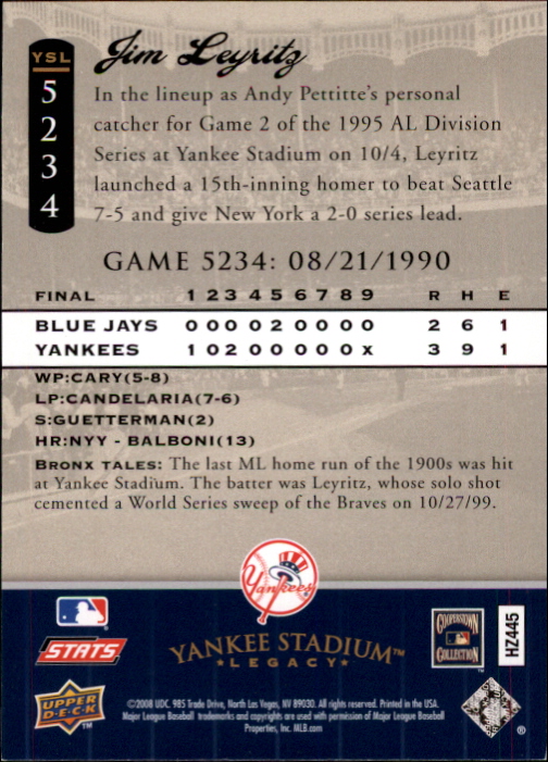 2008 Upper Deck Yankee Stadium Legacy Collection Baseball Card Pick 5107-6741 - Picture 28 of 382