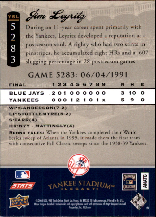 2008 Upper Deck Yankee Stadium Legacy Collection Baseball Card Pick 5107-6741 - Picture 48 of 382